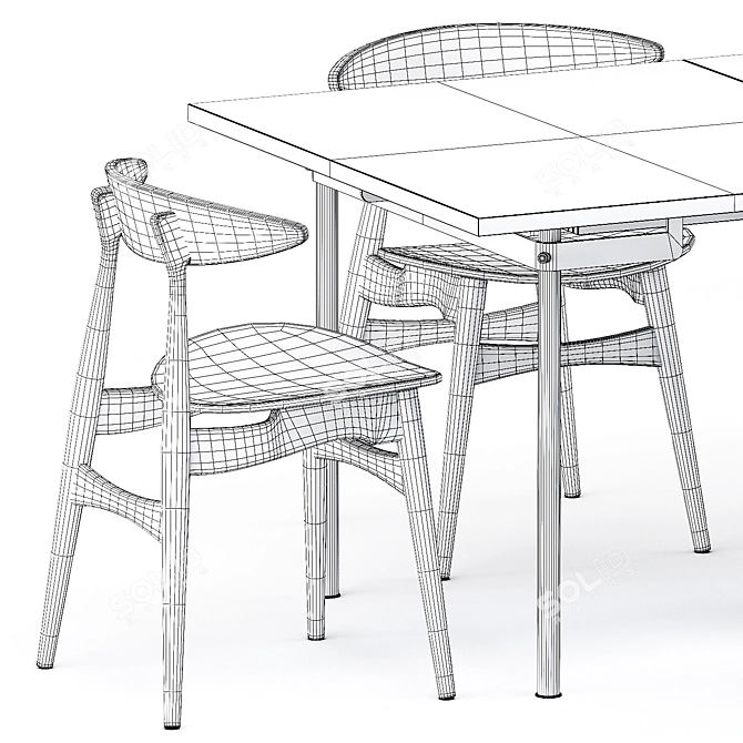 Scandinavian Style: CH322 Dining Table & CH33 Chairs 3D model image 4