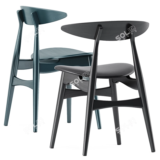 Scandinavian Style: CH322 Dining Table & CH33 Chairs 3D model image 5