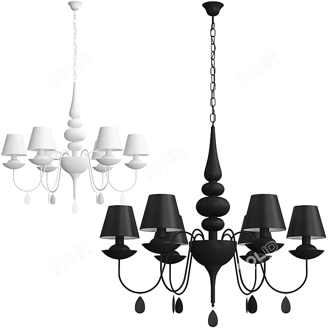 Ideal Lux Blanche SP6 Nero / Bianco: Elegant and Versatile Pendant Light 3D model image 1