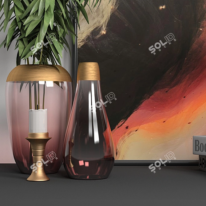 Elegant Glass Vase Decor 3D model image 2