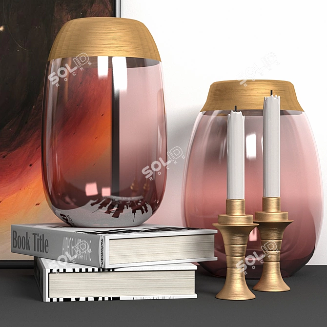 Elegant Glass Vase Decor 3D model image 3