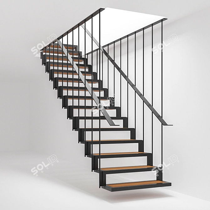 Industrial Loft Staircase 3D model image 1