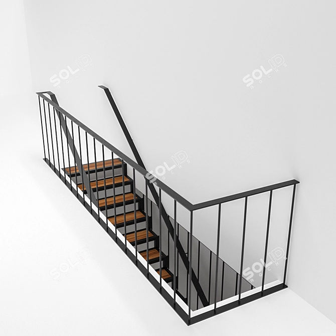 Industrial Loft Staircase 3D model image 3