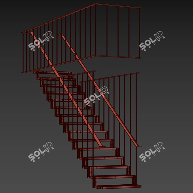 Industrial Loft Staircase 3D model image 4