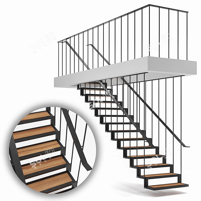 Industrial Loft Staircase 3D model image 5