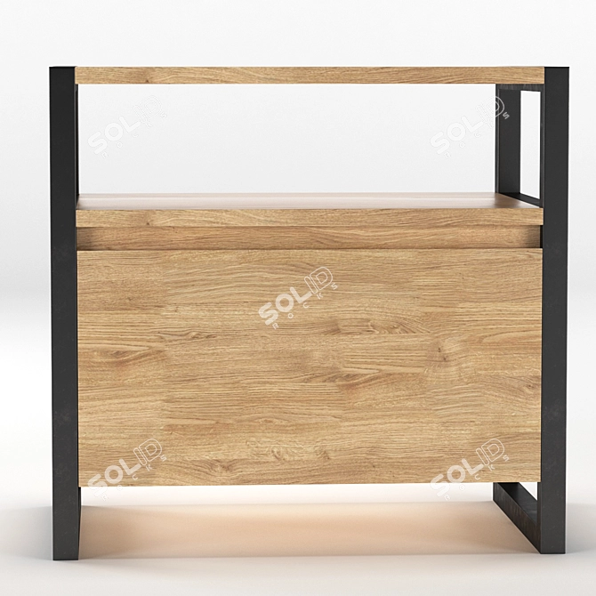 Rustic Ash Wood Nightstand 3D model image 1