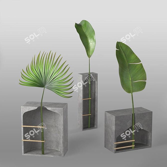 Sleek Concrete Planters for Modern Spaces 3D model image 1