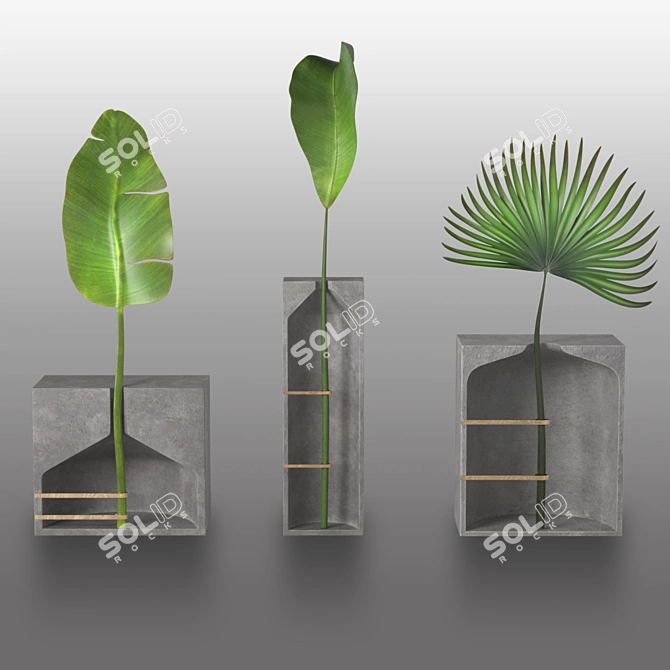 Sleek Concrete Planters for Modern Spaces 3D model image 2