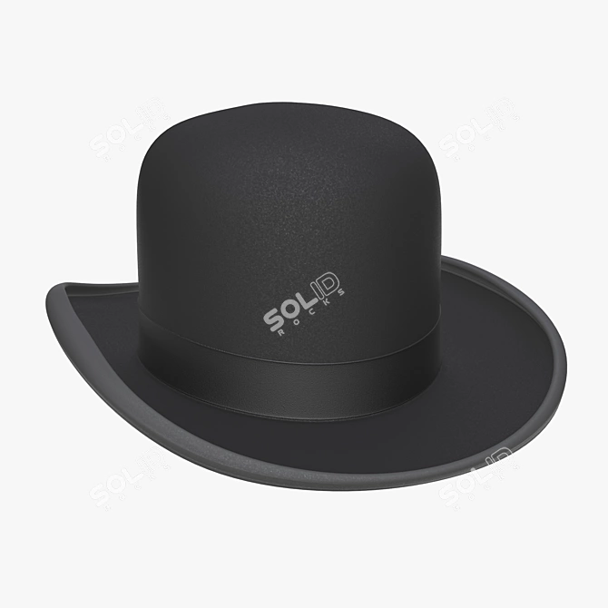 Sleek Black Bowler Hat 3D model image 1