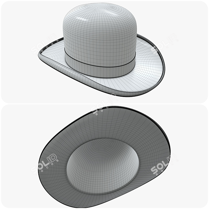 Sleek Black Bowler Hat 3D model image 4