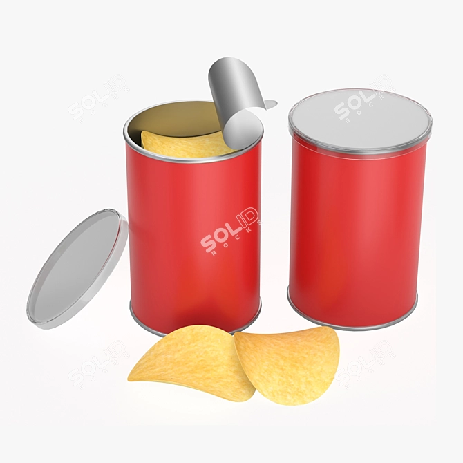 Crunchy Delight: Carton Tube Potato Chips 3D model image 2
