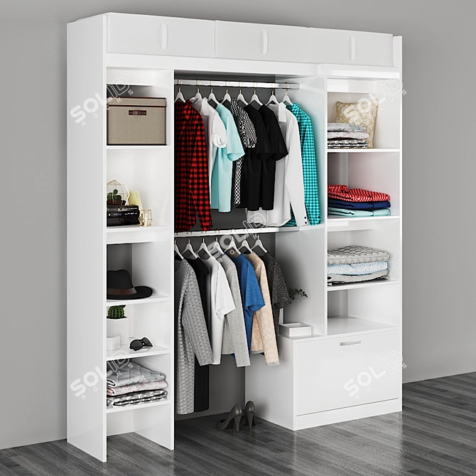 Modular Wardrobe with Shelves - YANN 3D model image 2