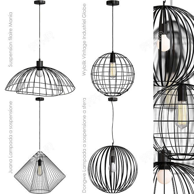 Exclusive Wire Suspension Chandeliers 3D model image 1