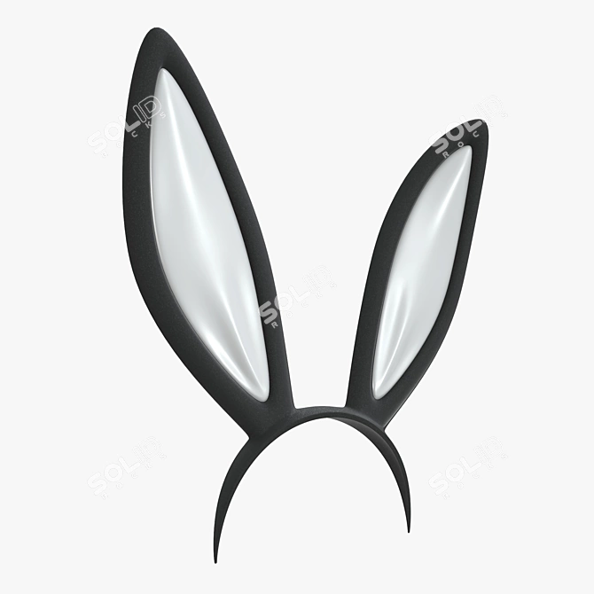 Fluffy Bunny Ear Headband 3D model image 1