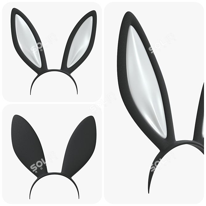 Fluffy Bunny Ear Headband 3D model image 2
