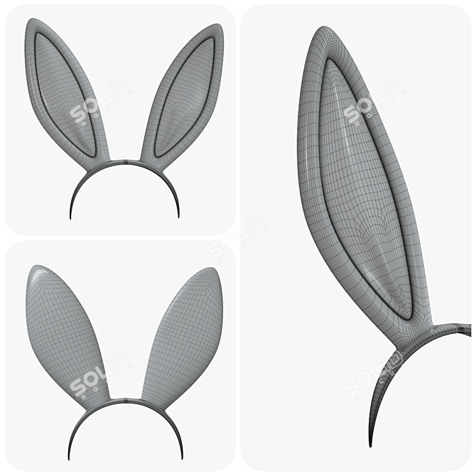 Fluffy Bunny Ear Headband 3D model image 3