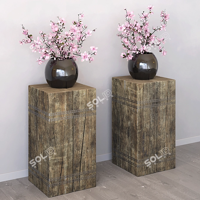 Magnolia Branch Decor Set 3D model image 2