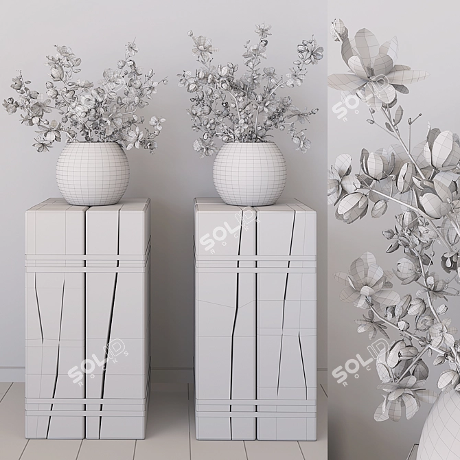 Magnolia Branch Decor Set 3D model image 4