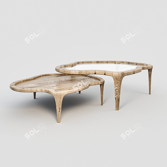 Sandalwood Oak Tide Cocktail Table 3D model image 1