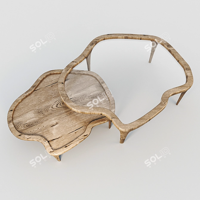 Sandalwood Oak Tide Cocktail Table 3D model image 2