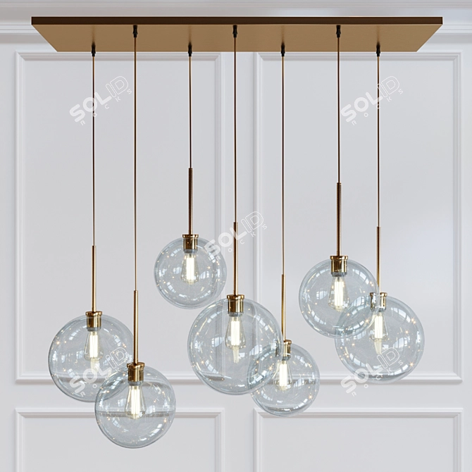 Elegant Clear Glass Chandelier 3D model image 1