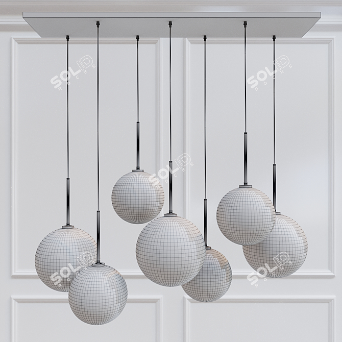 Elegant Clear Glass Chandelier 3D model image 2