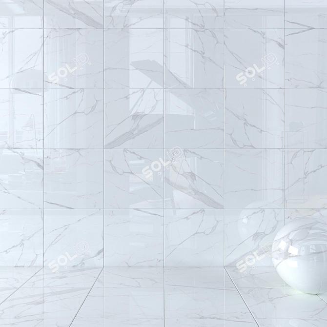 AFYON WHITE Wall Tiles: Multi-Texture, High Definition, Corona Material 3D model image 1