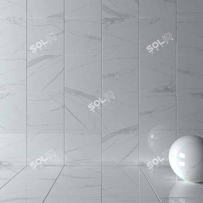 Elegant AFYON WHITE Wall Tiles 3D model image 2