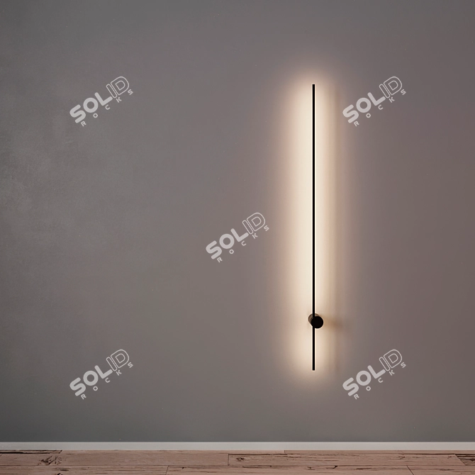 Sleek Black Wall Lamp 1250mm 3D model image 1