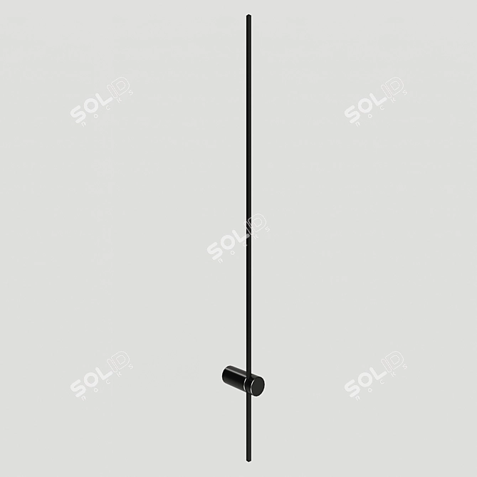 Sleek Black Wall Lamp 1250mm 3D model image 2