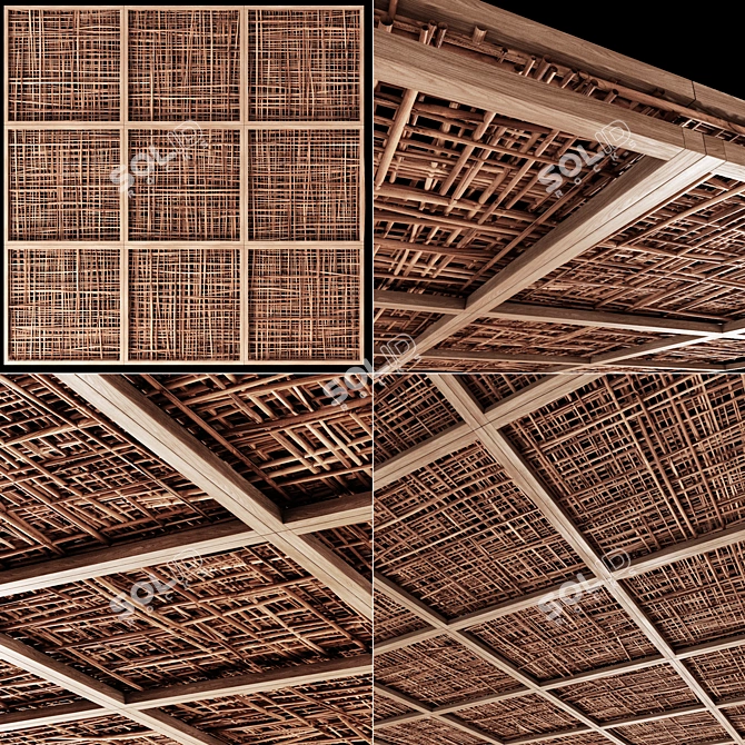 Natural Wood Branch Ceiling 3D model image 1