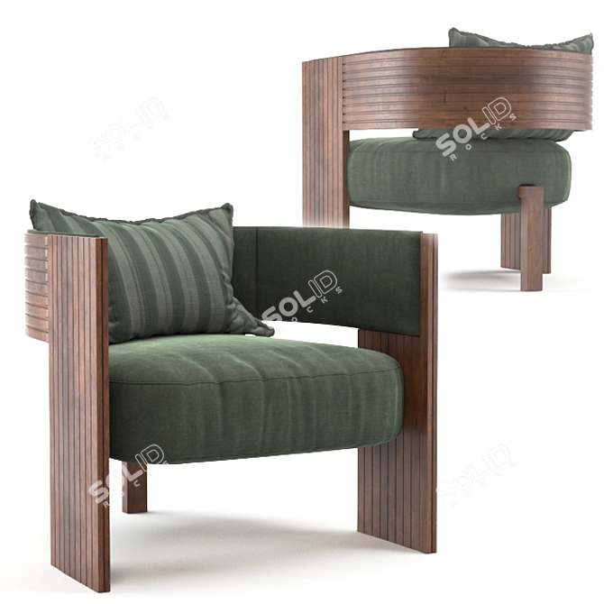 Striped Elements Accent Chair 3D model image 7