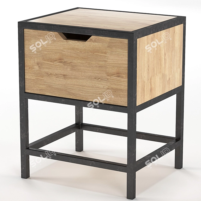 Modern Loft Curbstone: Elegant Bedside Table 3D model image 3