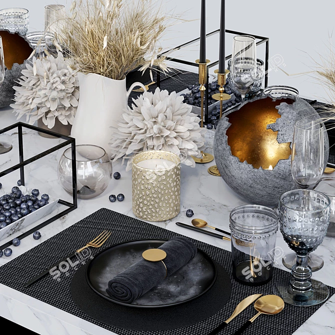 Elegant Luxury Table Setting 3D model image 4