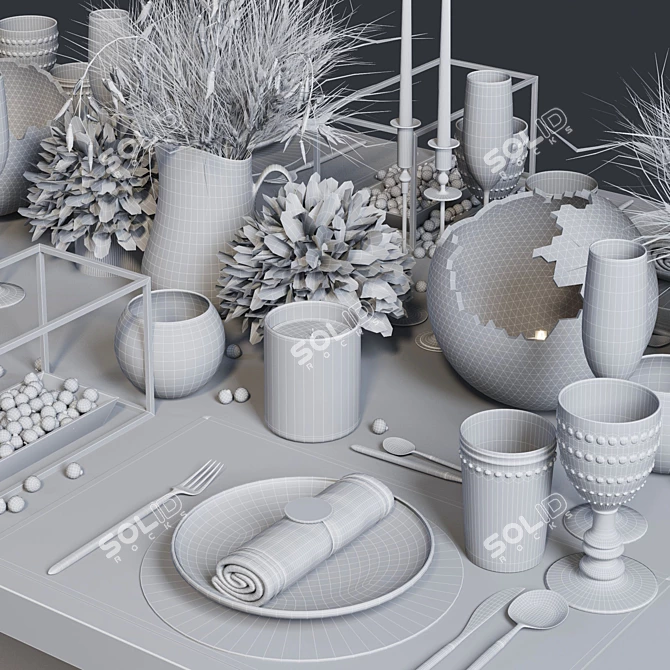 Elegant Luxury Table Setting 3D model image 5