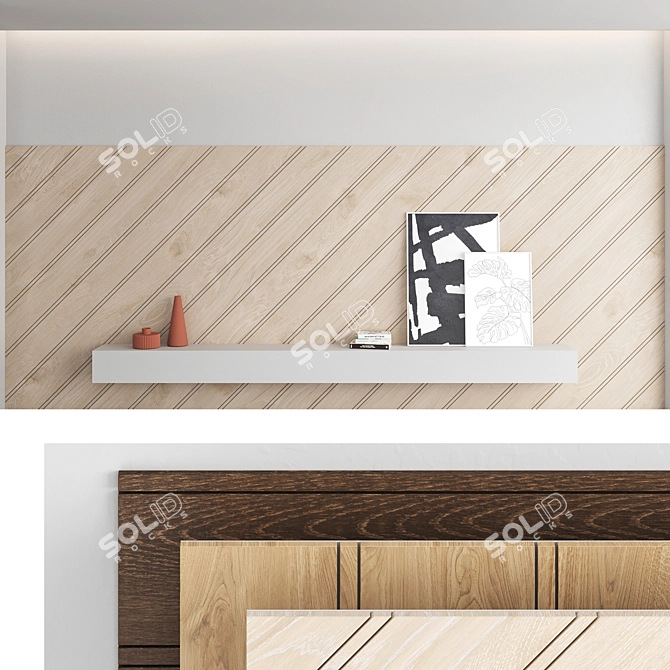 Decorative Wood Wall Panel Set 3D model image 1