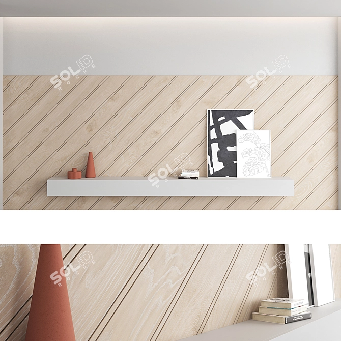 Decorative Wood Wall Panel Set 3D model image 2