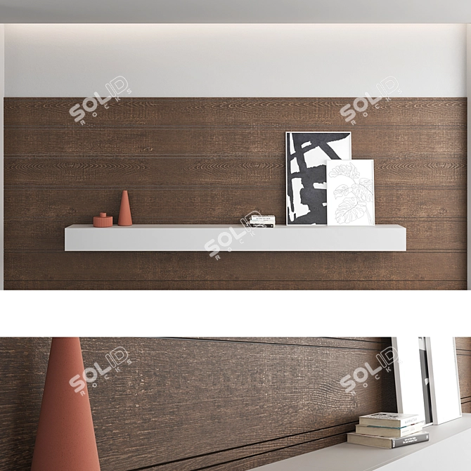 Decorative Wood Wall Panel Set 3D model image 4