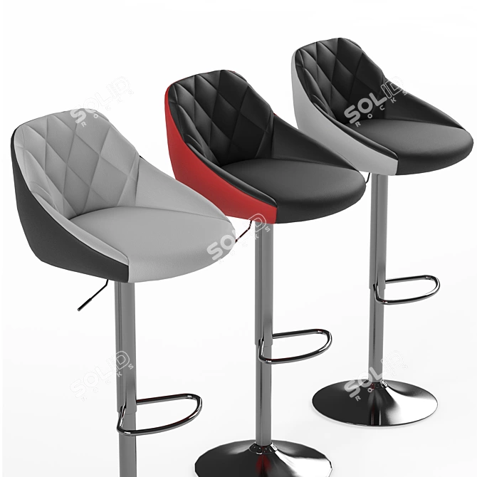 Elegant Adjustable Bar Stool 3D model image 3