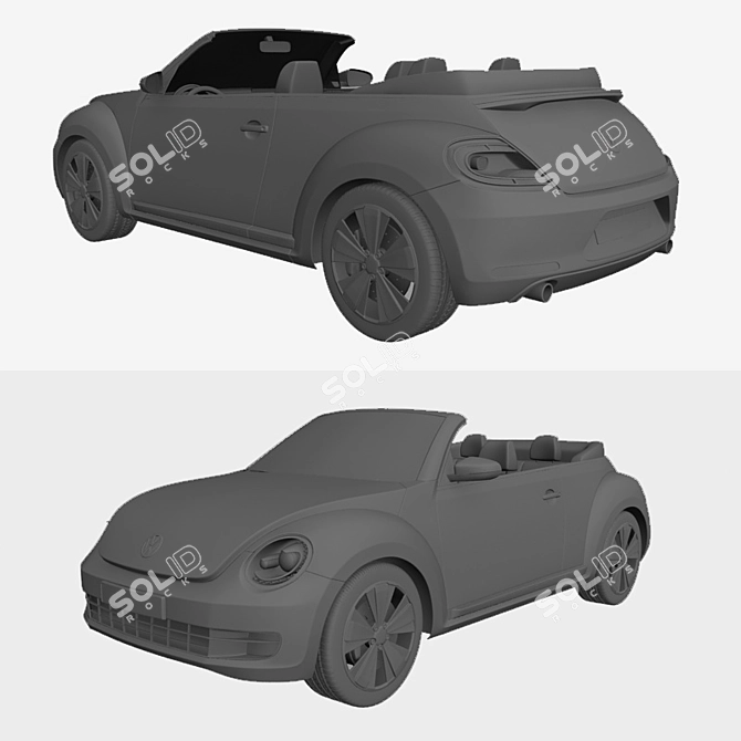 Classic Volkswagen Beetle Convertible 3D model image 3