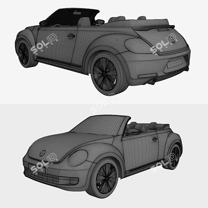 Classic Volkswagen Beetle Convertible 3D model image 4