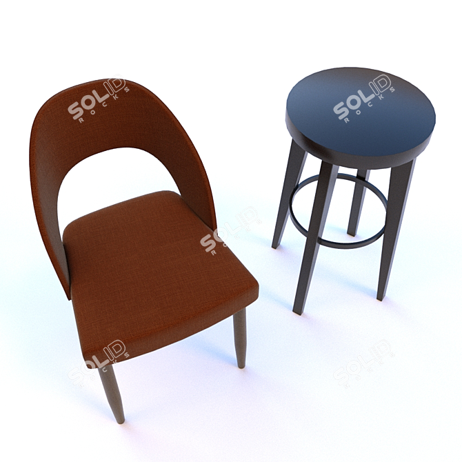 Modern Chair & Bar Chair 3D model image 2