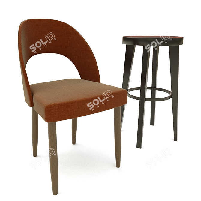 Modern Chair & Bar Chair 3D model image 4