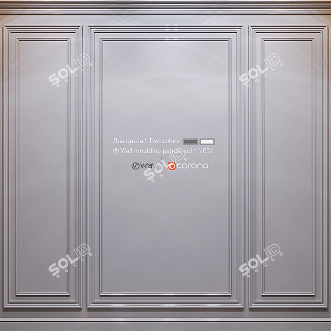 Title: Modern Wall Molding Panels 3D model image 2