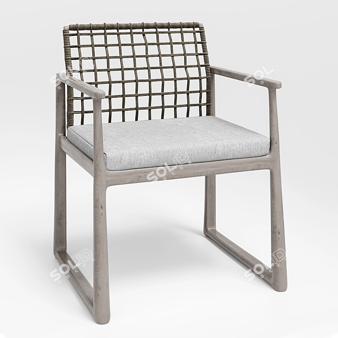 Elegant Rattan Park Armchair 3D model image 1