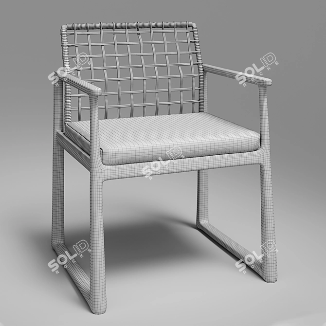 Elegant Rattan Park Armchair 3D model image 2