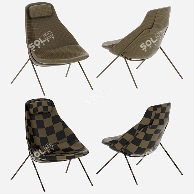 Cozy Velvet Morgan Lounger 3D model image 4