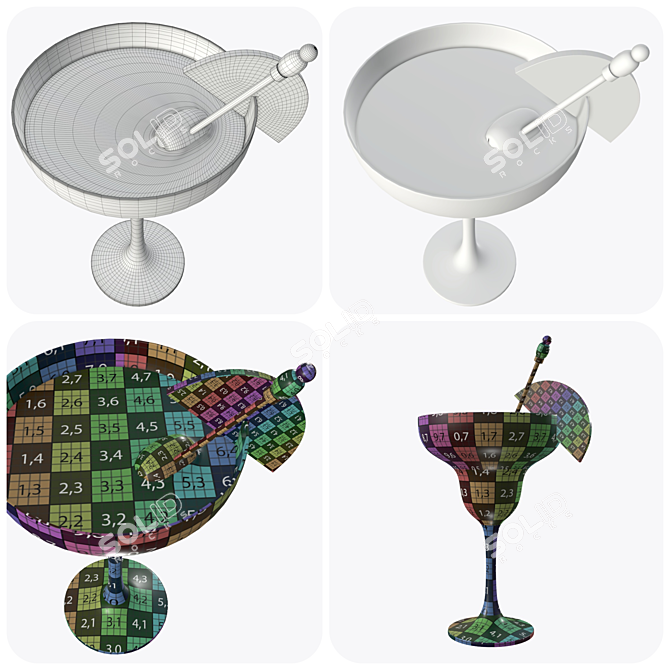 Premium Margarita Glass with Olives and Orange Slice 3D model image 3