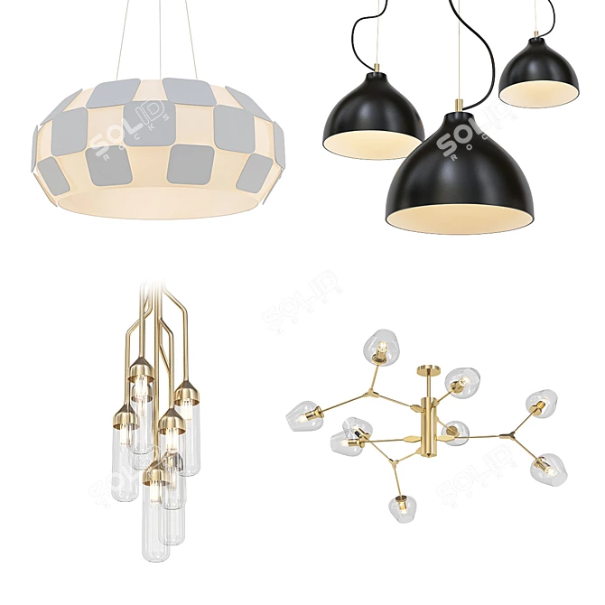 Modern Pendant Chandelier Collection 3D model image 1