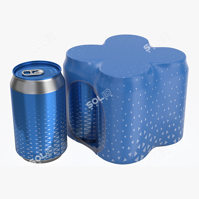 Standard 4 Can Beverage Packaging 3D model image 1